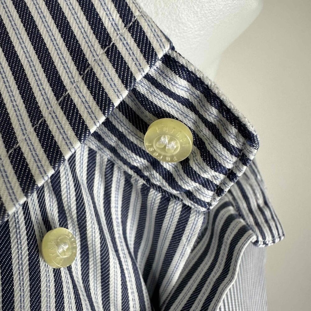 Furest Blue White Vertical Stripes Dress Shirt Size 5
